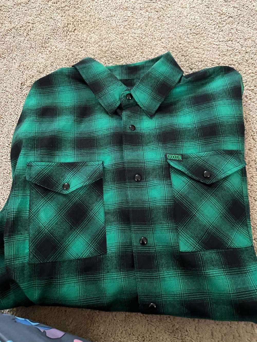 DIXXON Green and Black Plaid Snap-Front Shirt